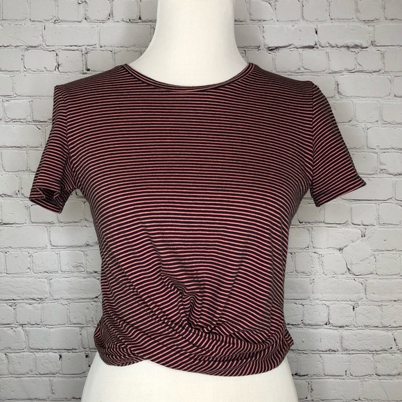 Zara Tops - Zara Trafaluc Twist Front Striped Cropped Tee Sm